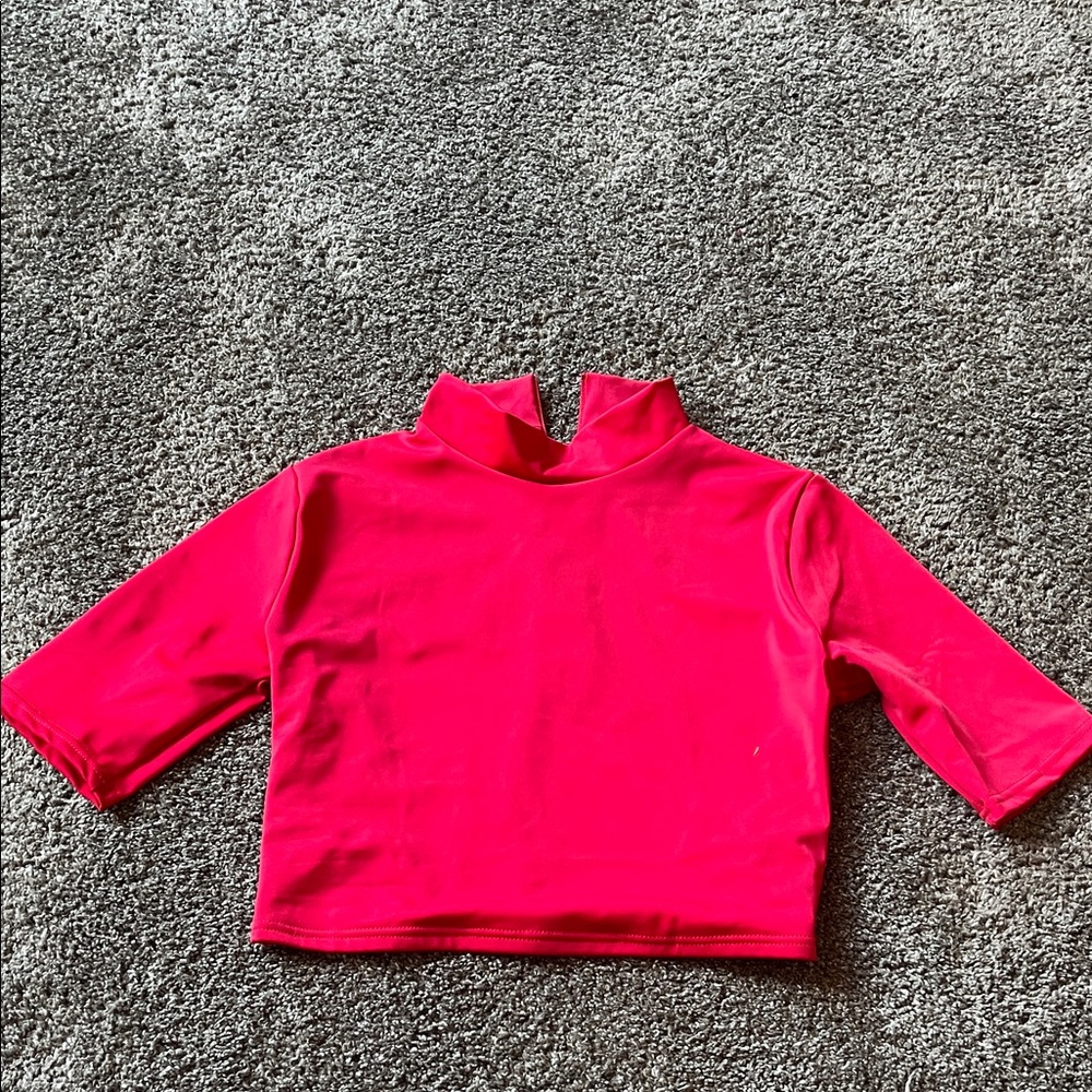 Vibrant Red Mock Neck Top